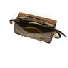 Top view of the brief bag open to show interior pocket system.