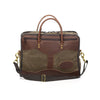 With high-end waxed canvas and premium leather this medium brief is durable and striking. Two leather handles on both sides for carrying and two heavy duty zippers on either side for storage. 