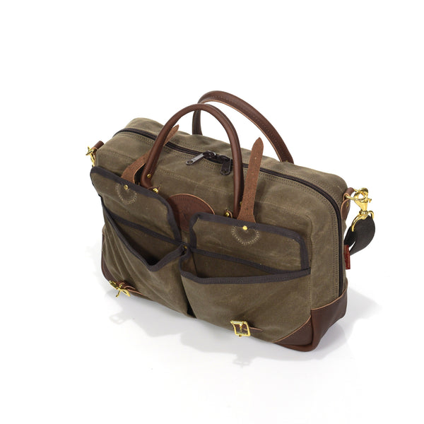 Brief bag with premium leather handles and made in the USA.