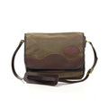 This small satchel is handcrafted out of high quality waxed canvas, premium leather, strong webbed cotton, and sold brass. 