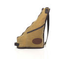 Small sling pack made from durable light weight waxed canvas.