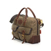 Waxed canvas brief bag with a leather enforced bottom.
