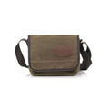 This small to medium sized satchel is handcrafted out of high quality waxed canvas, strong webbed cotton,  solid brass, and premium leather. 