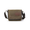 This small to medium sized satchel is handcrafted out of high quality waxed canvas, strong webbed cotton,  solid brass, and premium leather. 