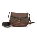 Same design as our shell bag but with added premium leather on the flap and the bottom of the bag.