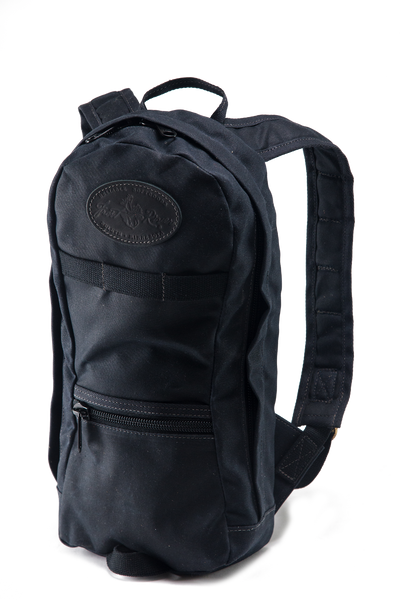 Heritage black version of pack made with waxed canvas and made in the USA.