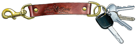 The Key Strap having a durable brass clip hook attached by a solid brass attachment point. The other side having a brass D ring attached by brass attachment point.