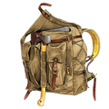When carrying an axe in the axe sleeve the top flap can be strapped over the head of the axe to ensure it will stay in its place.