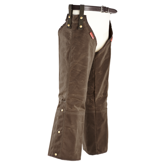 Frost River Hunting Chaps are handcrafted from durable 18-ounce waxed canvas making them some of the most durable chaps on the market.